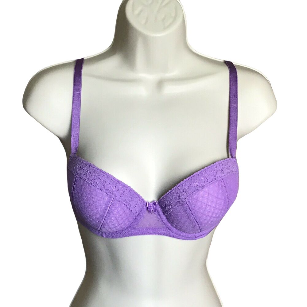 32B St. Bernard Cute Bra ~ Purple ~ Adjustable Straps ~ Underwired ~Back Closure